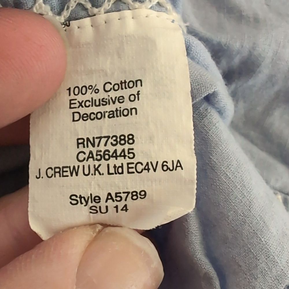 J.Crew Factory Small Blue Embroidered Blouse - Picture 8 of 8